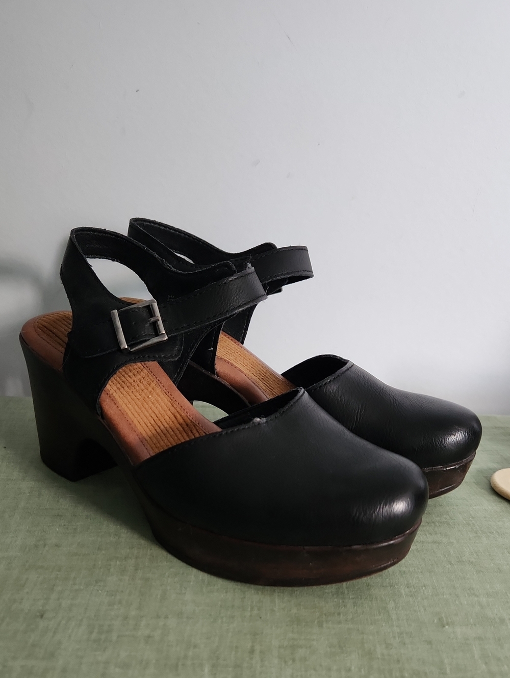 Born Classic Black Leather Mary Jane Heels - Women